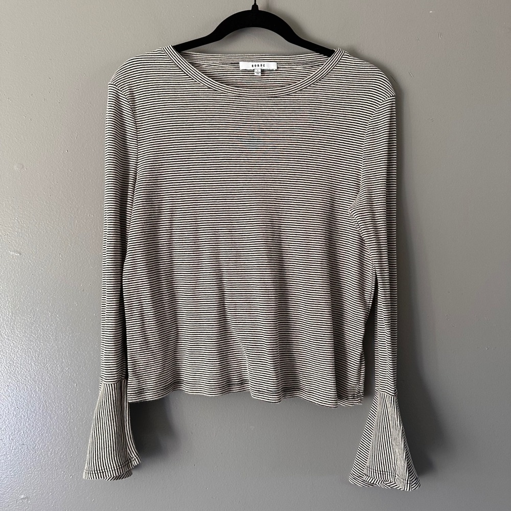 RO&DE Bell‎ Sleeve Long Sleeve Top | Cream + Black